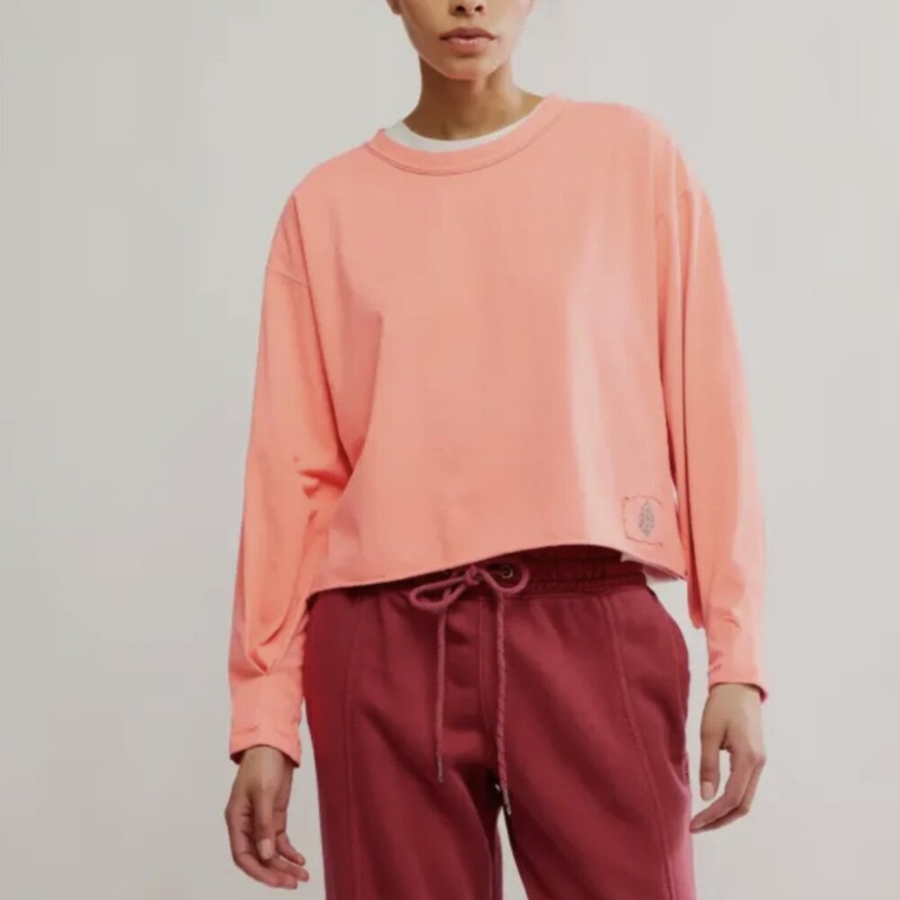 Free People Movement Washed Coral Long Sleeve Inspire Layer Top